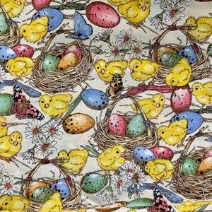 1995 Vintage Easter Eggs Chicks Chickadee 100 % Cotton Fabric Quilt Quality 2YD